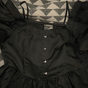 Elegant Black Mini Dress Goth Black Peacebird